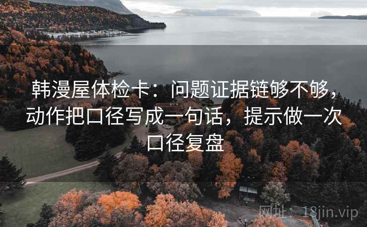 韩漫屋体检卡：问题证据链够不够，动作把口径写成一句话，提示做一次口径复盘